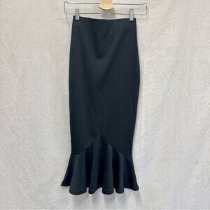 Rockabilly pinup black ponte knit bodycon tulip midi skirt size small pull on